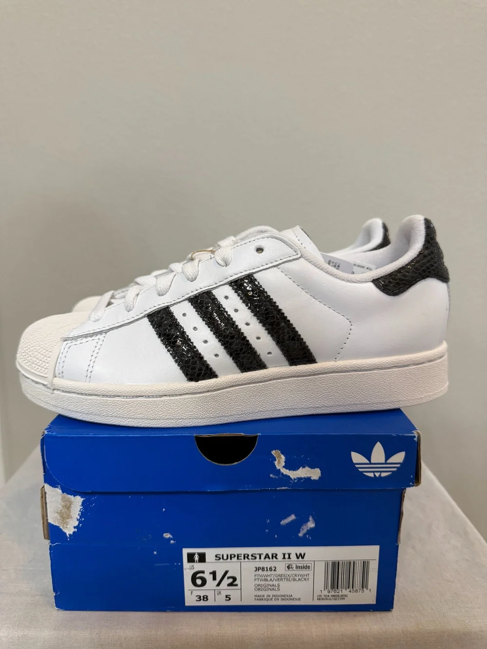 Adidas Superstar Ii W White Black Leather Sneakers Size 6.5
